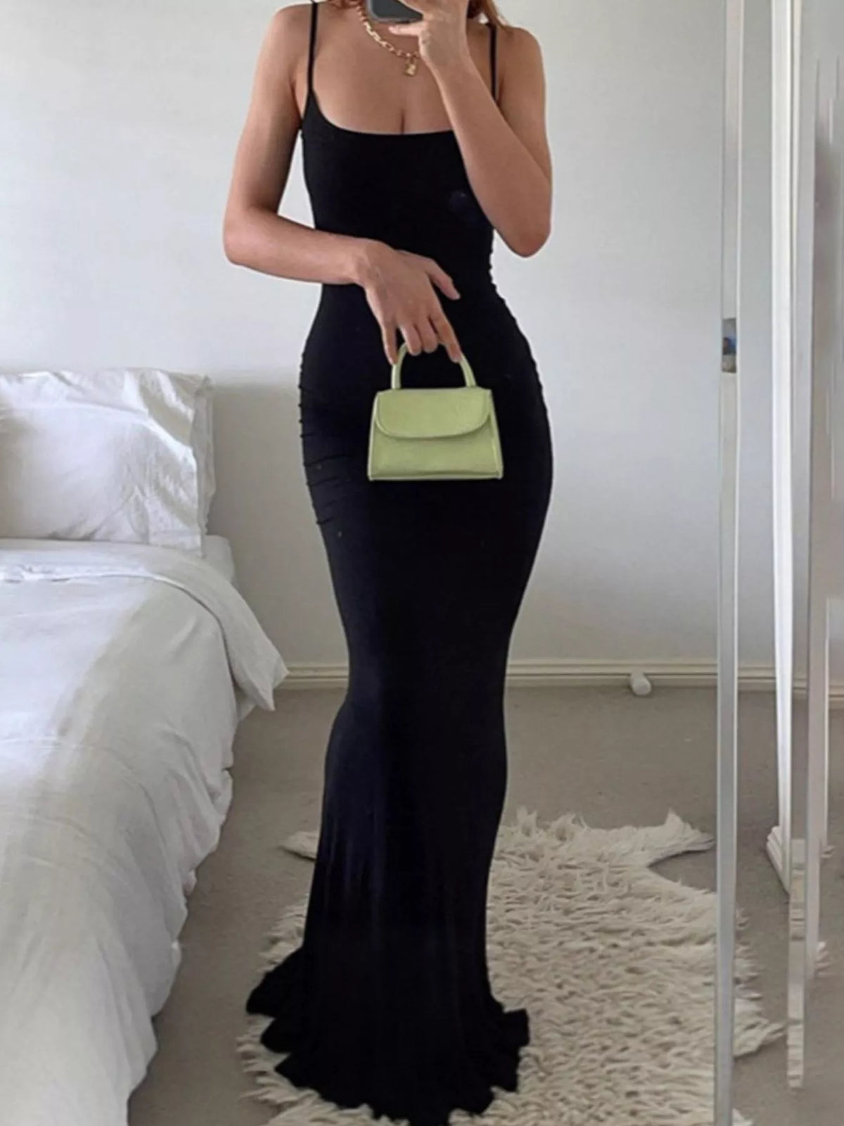 Full Size Solid Color Spaghetti Strap Maxi Dress Plus Size
