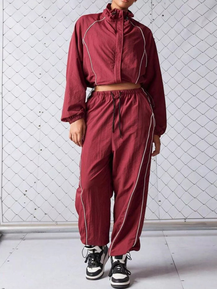 Crop Jacket and Wide-Leg Pants Set